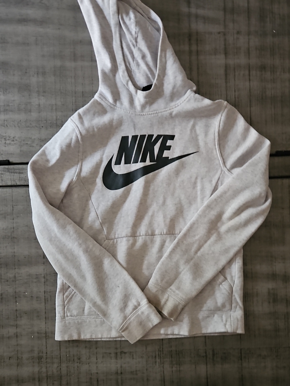 Nike Light Gray Crewneck Hoodie with Black Logo